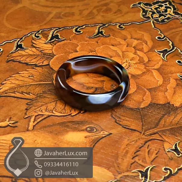 حلقه سنگی عقیق سلیمانی مدل باشوان _ کد : 400935