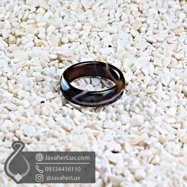 حلقه سنگی عقیق سلیمانی مدل باشوان _ کد : 400935 — تصویر ۲