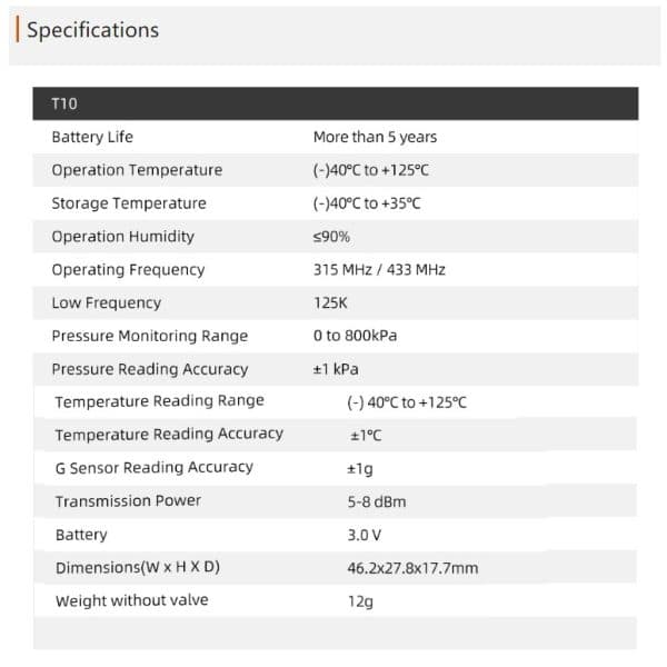 سنسور فشار باد لاستیک (TPMS) هیوندا النترا برند پیروز (شرکتی) — تصویر ۱۰