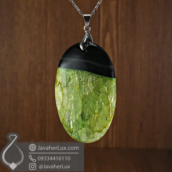 گردنبند ژئود کوارتز سبز طبیعی زیبا دشت _ کد : 400934 — تصویر ۸