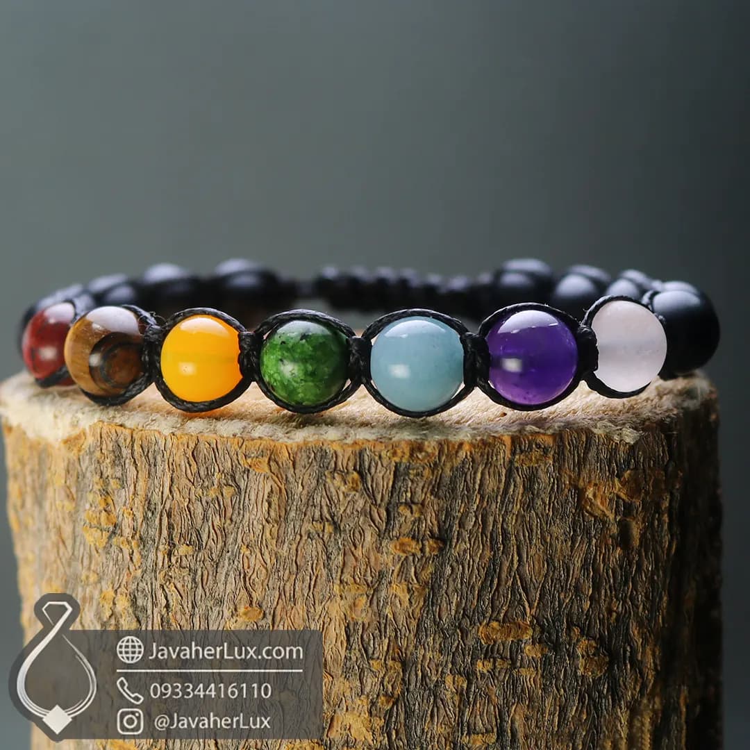 دستبند هفت سنگ چاکرا بافت مدل درمانبخش 7 Chakra Bracelet _ کد : 400932 — تصویر ۵