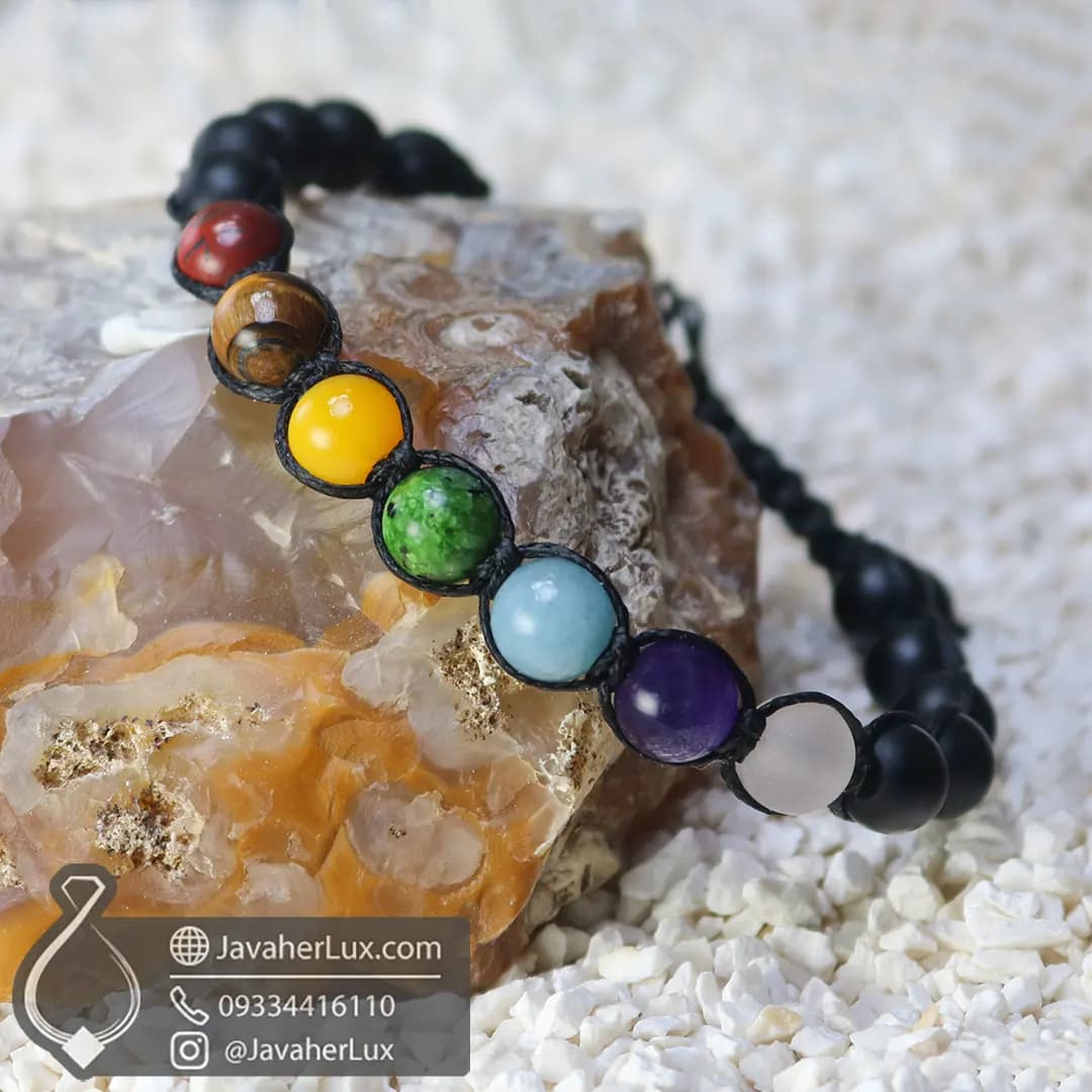 دستبند هفت سنگ چاکرا بافت مدل درمانبخش 7 Chakra Bracelet _ کد : 400932 — تصویر ۲