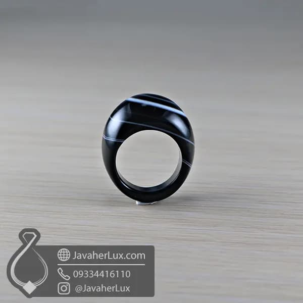 انگشتر تمام سنگ عقیق چشمی سیاه و سفید _ کد : 400928 — تصویر ۱۲