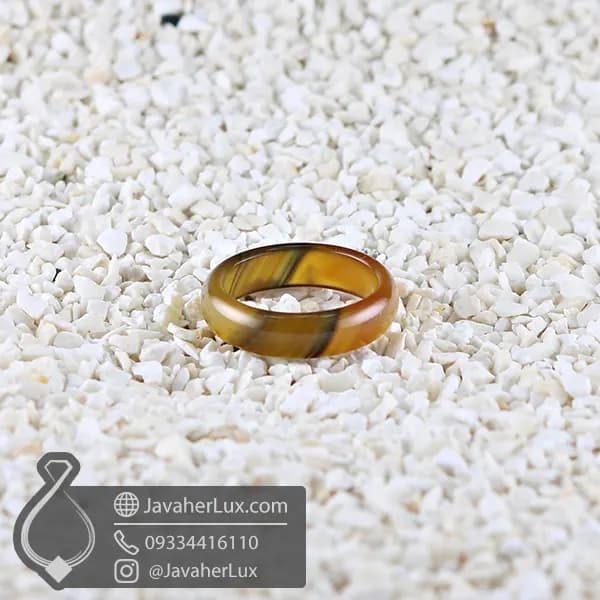 حلقه سنگی عقیق زرد سلیمانی مدل سیاه گوک _ کد : 400847