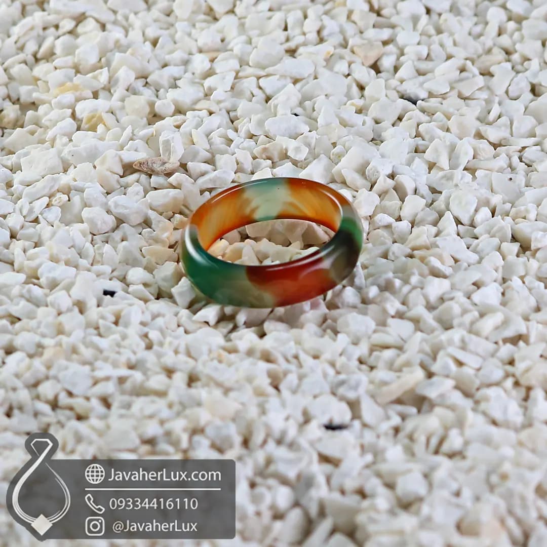 حلقه سنگی عقیق بهاری مدل بیژن _ کد : 400844 — تصویر ۴
