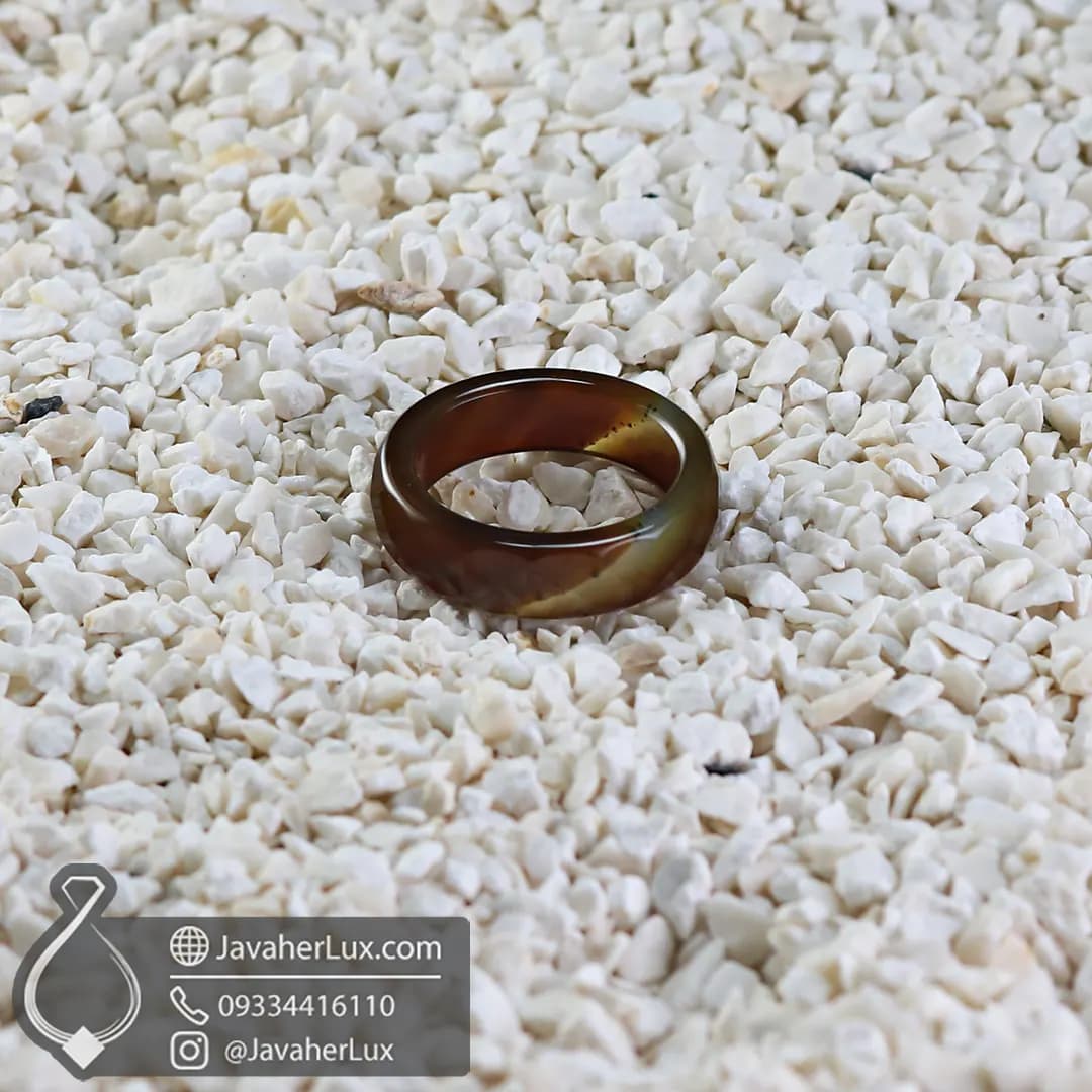 حلقه سنگی عقیق اصل مدل تفتان _ کد : 400843 — تصویر ۳