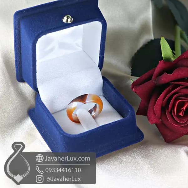 حلقه سنگی عقیق سلیمانی مدل آتشکوه _ کد : 400842 — تصویر ۴