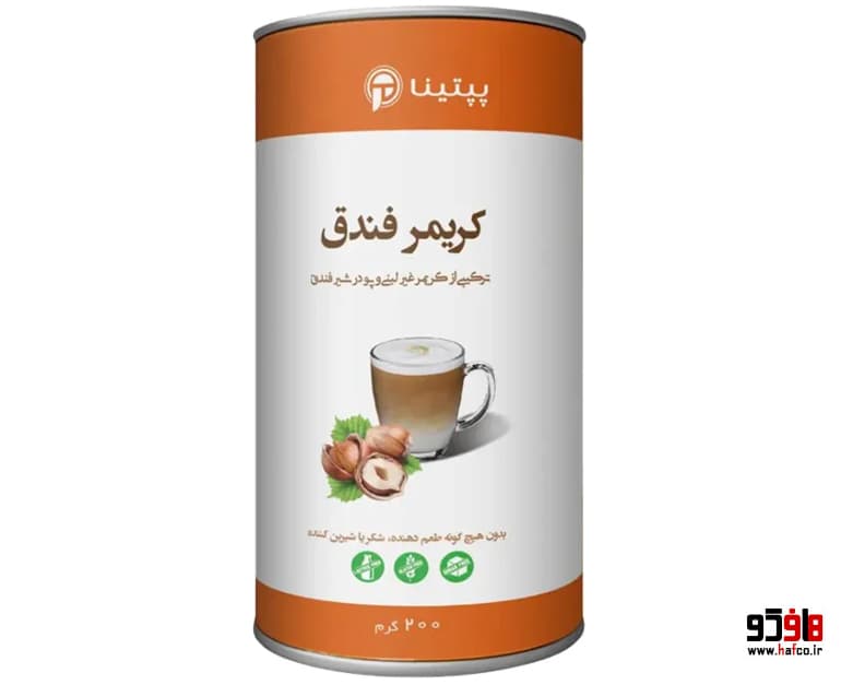 کریمر غیر لبنی با پودر شیر فندق پپتینا قوطی 200 گرمی