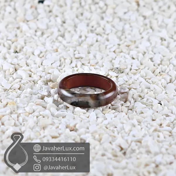 حلقه سنگی عقیق قهوه ای مدل کسرا _ کد : 400832
