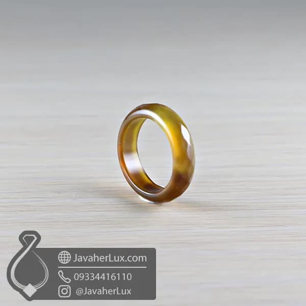 حلقه سنگی عقیق عسلی تراش مدل کندو _ کد : 400831