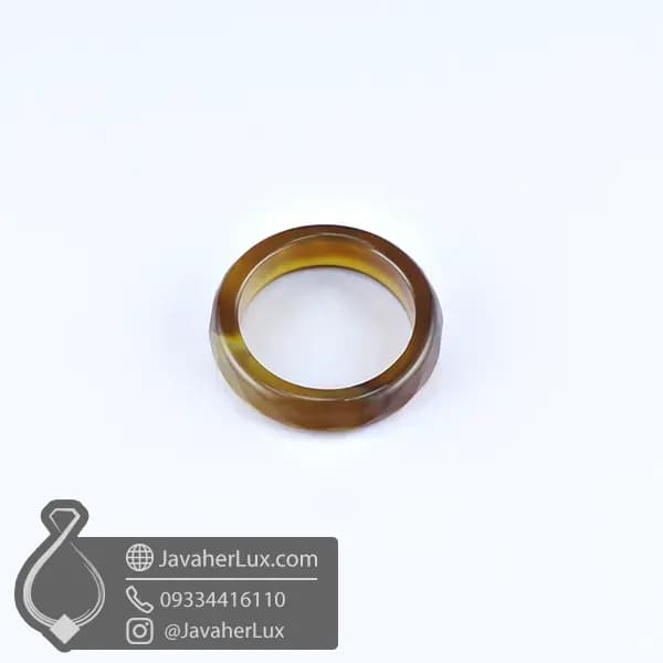 حلقه سنگی عقیق عسلی تراش مدل کندو _ کد : 400831 — تصویر ۲