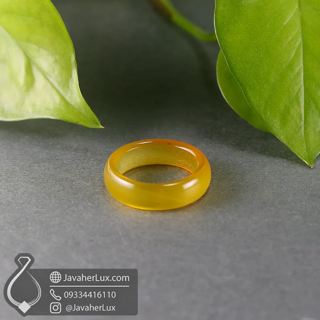 حلقه سنگی عقیق زرد طبیعی مدل نگار _ کد 400906 — تصویر ۳