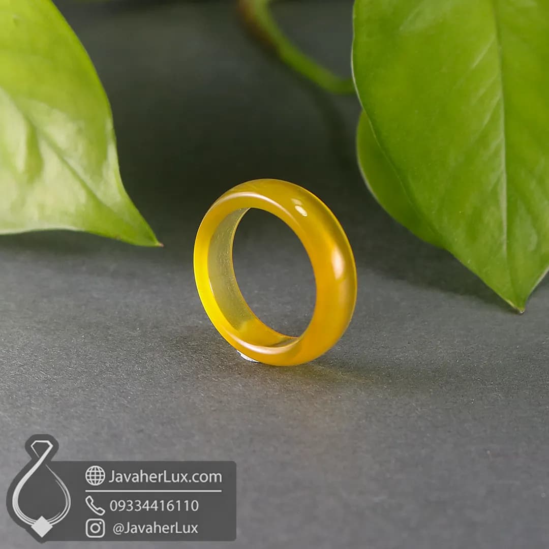 حلقه سنگی عقیق زرد طبیعی مدل نگار _ کد 400906 — تصویر ۴