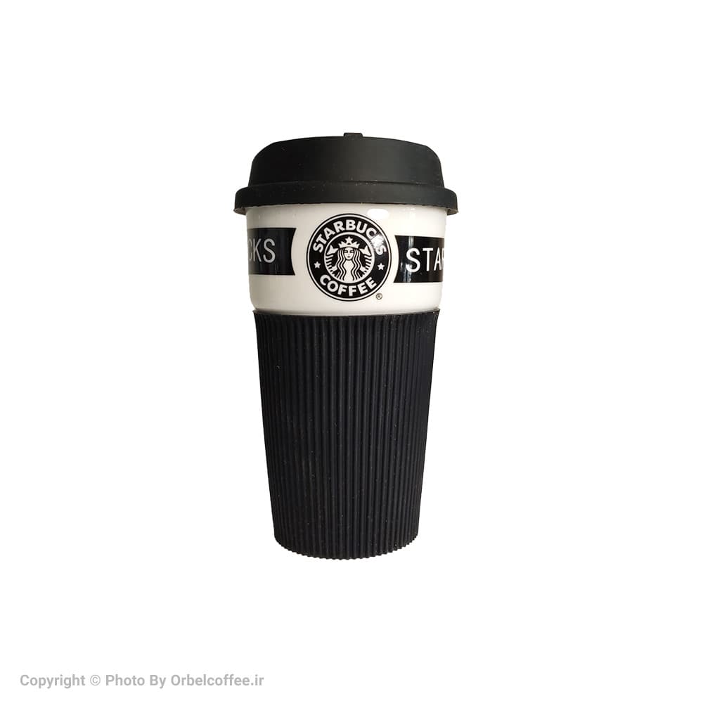 ماگ استارباکس درب سیلیکونی رنگ مشکی Starbucks Mug