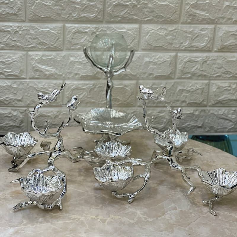 هفت سین 4 تیکه لوتوس آلمینیومی نقره ای — تصویر ۲