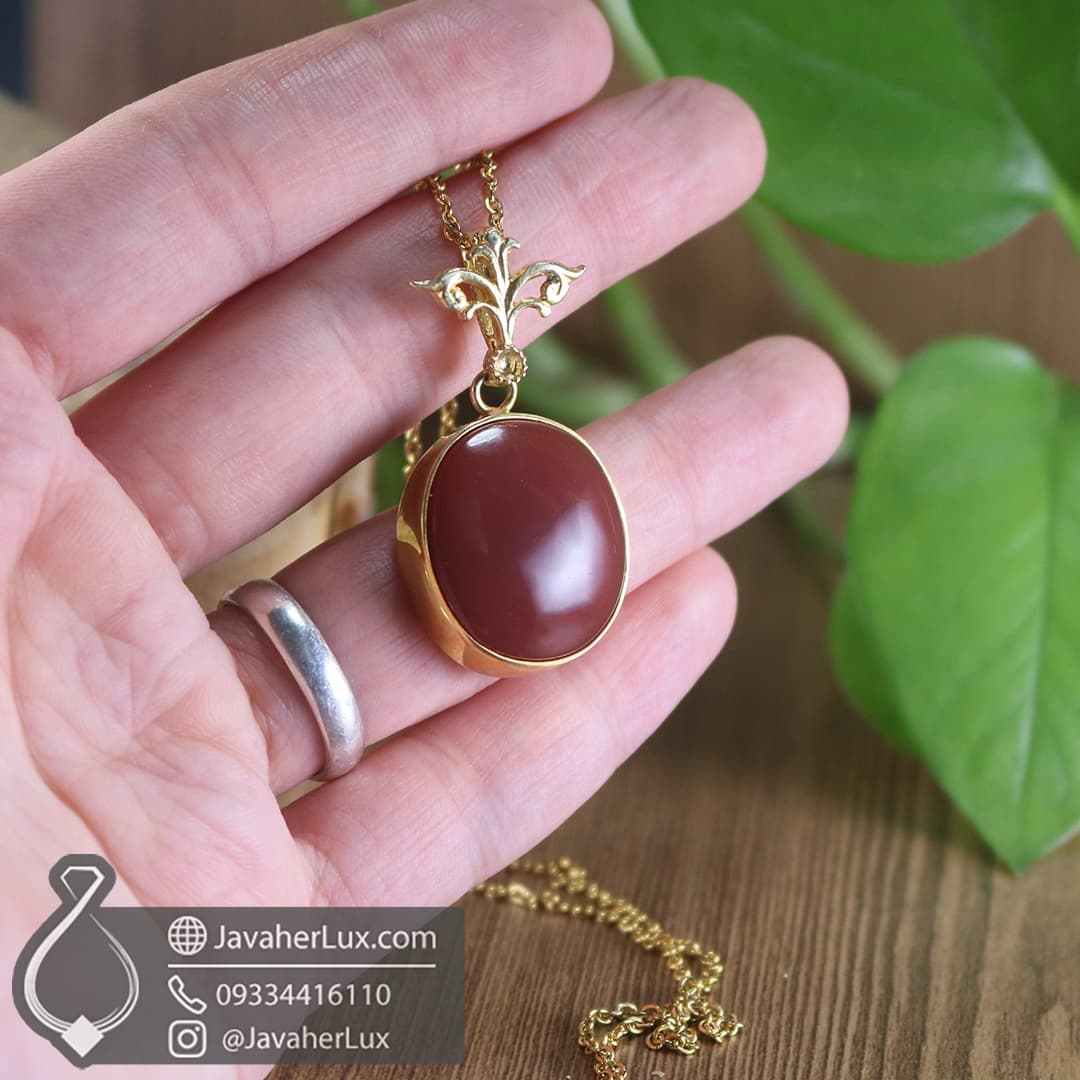 گردنبند نقره زنانه عقیق یمنی _ کد 100766 — تصویر ۳