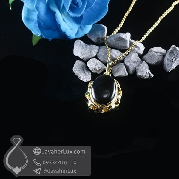 گردنبند نقره عقیق سیاه _ کد : 100763 — تصویر ۲