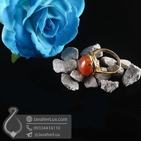 انگشتر نقره زنانه عقیق یمنی _ کد : 100759 — تصویر ۲