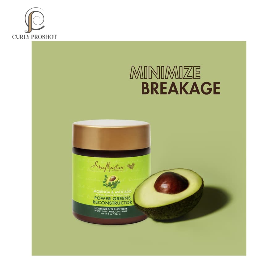 ماسک مو بازگردانی و بازسازی موی فر آووکادو و مورینگا شی مویسچر SheaMoisture Moringa & Avocado Power Greens Reconstructor 237ml — تصویر ۲
