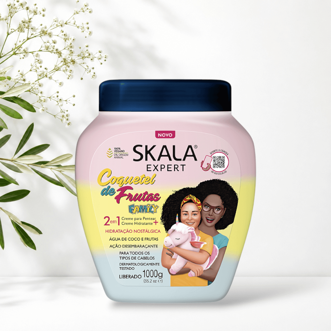 کرم مو حالت دهنده کوکتل میوه موهای فر و موج دار 2 در 1 اسکالا Skala Expert Coquetel De Frutas Family 1000g — تصویر ۴