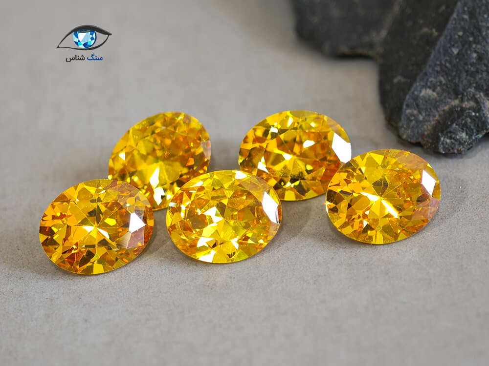 نگین کوبیک زیرکونیا زرد بیضی 9.5mm