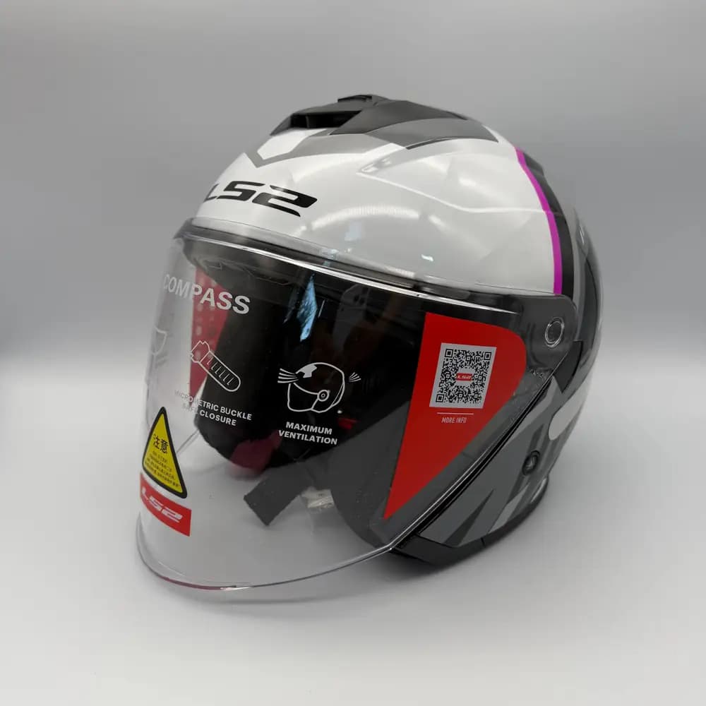 کلاه کاسکت LS2 Compass سفید صورتی — تصویر ۷