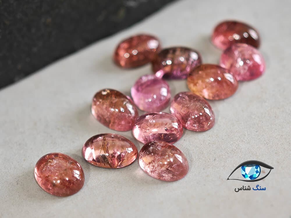 مجموعه تورمالین ارغوانی ریز 6.7 قیراط