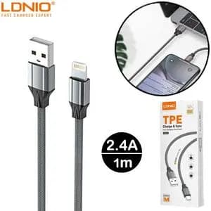کابل Lightning الدینیو مدل Ldnio LS441 طول 1m(ترکیب رنگ خاکستری ومشکی) — تصویر ۲