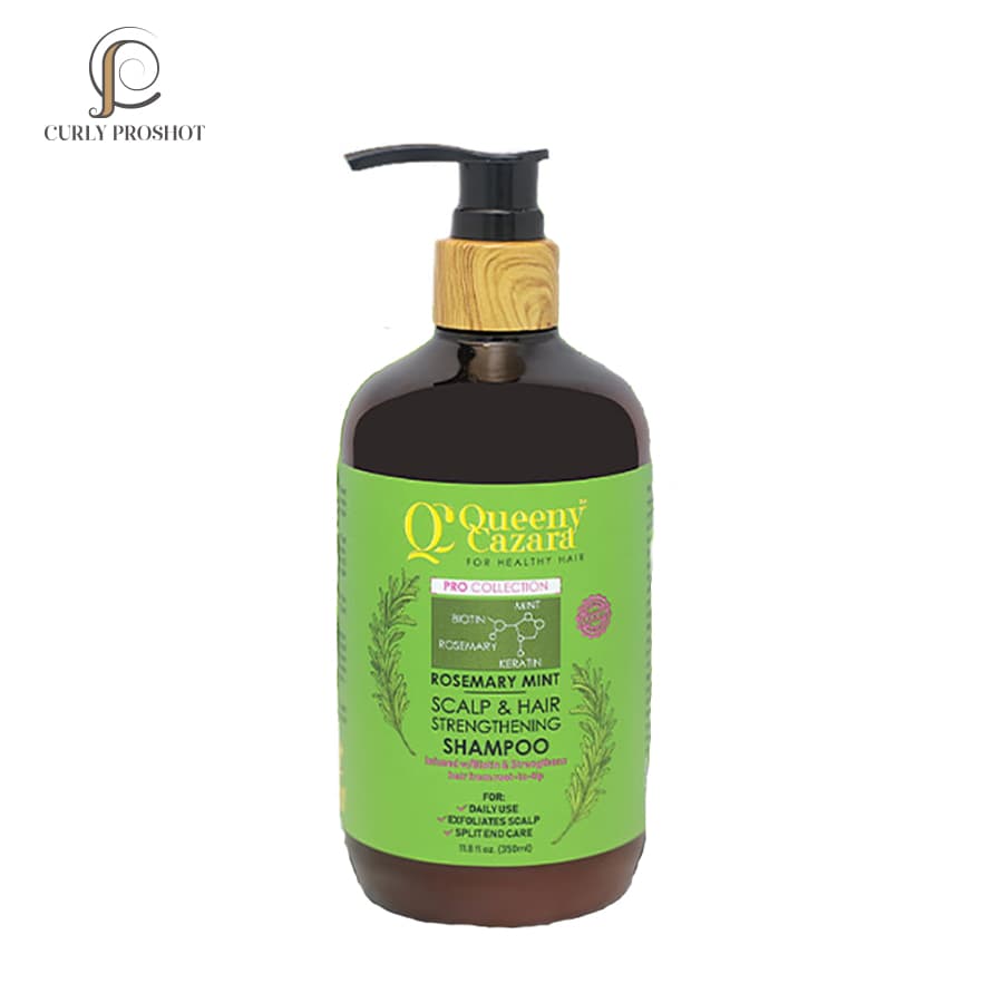 شامپو ضد ریزش و استحکام بخش ریشه و ساقه کوینی کازارا Queeny Cazara Rosemary Mint Scalp & Hair Strengthening Shampoo 350ml — تصویر ۲