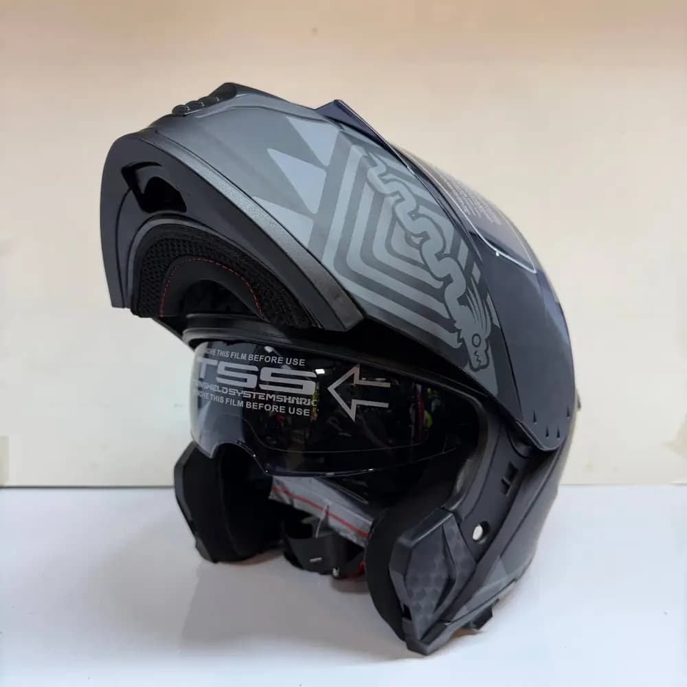 کلاه کاسکت فک متحرک Venom مشکی طوسی — تصویر ۶