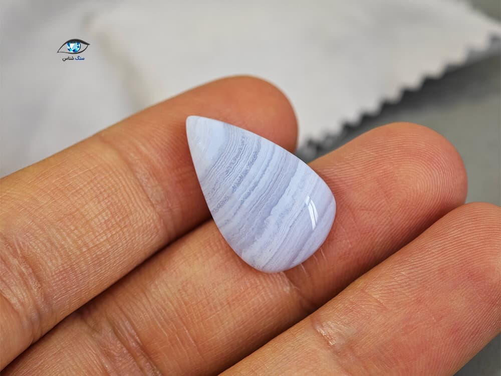 عقیق آبی نواری طبیعی 3.2 گرم