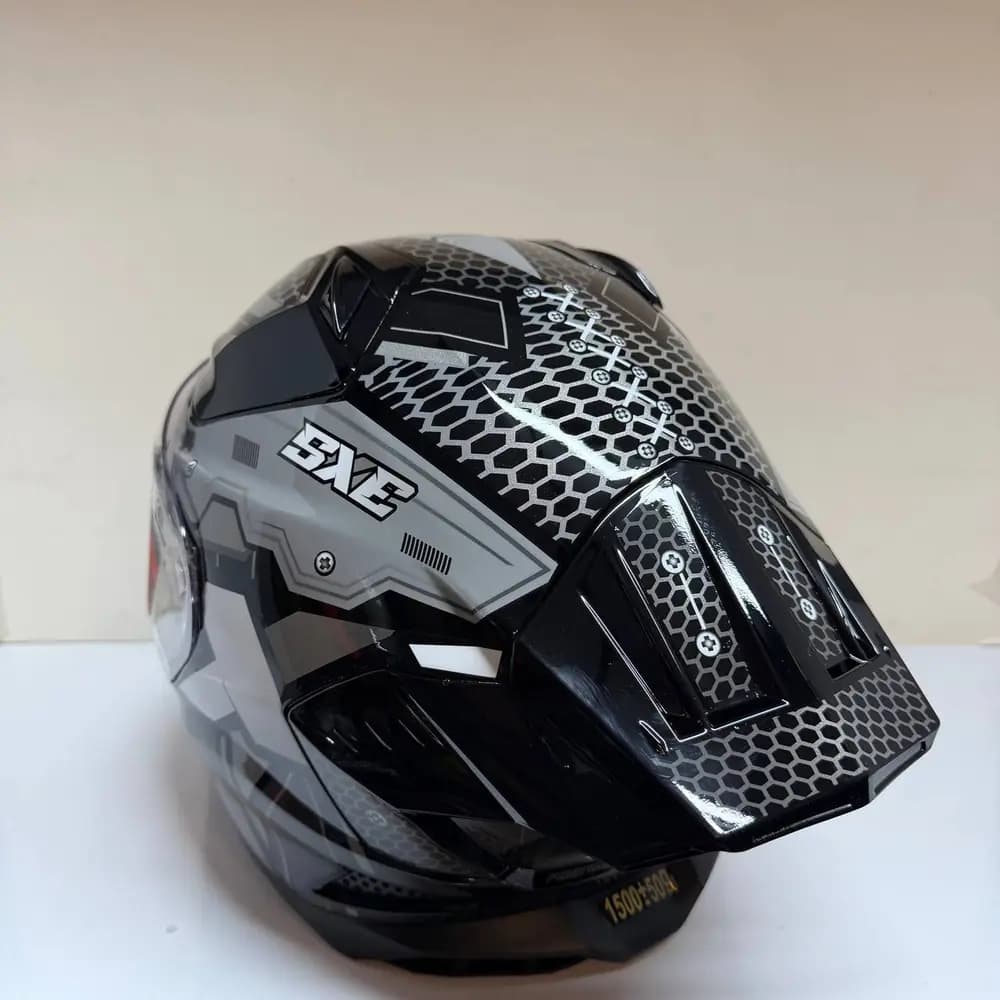 کلاه کاسکت فک ثابت Steelbird SBH-61 مشکی طوسی | موتورمد — تصویر ۳