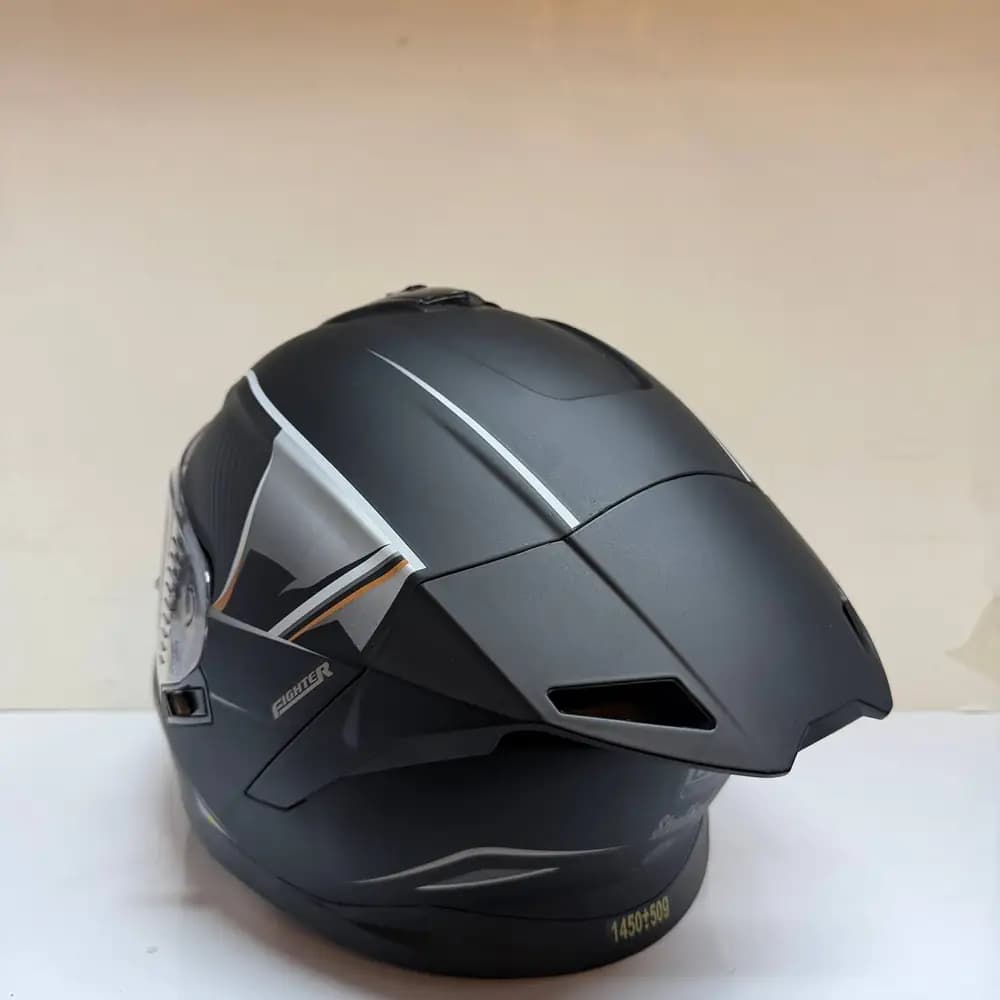 کلاه کاسکت فک ثابت استیل برد مشکی طوسی Steelbird SBH-57 — تصویر ۸
