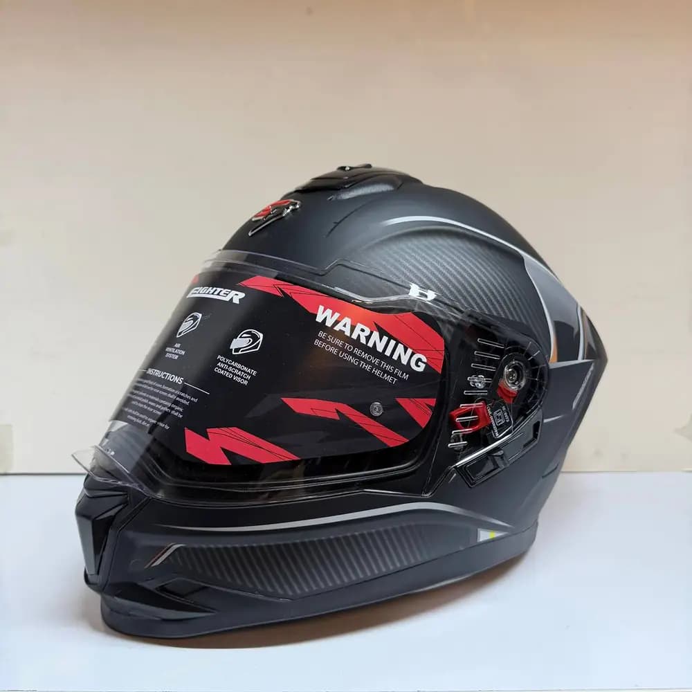کلاه کاسکت فک ثابت استیل برد مشکی طوسی Steelbird SBH-57 — تصویر ۶