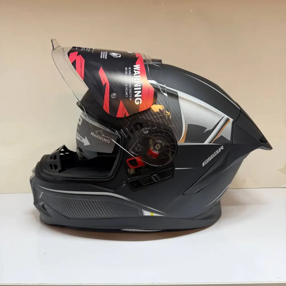 کلاه کاسکت فک ثابت استیل برد مشکی طوسی Steelbird SBH-57 — تصویر ۳
