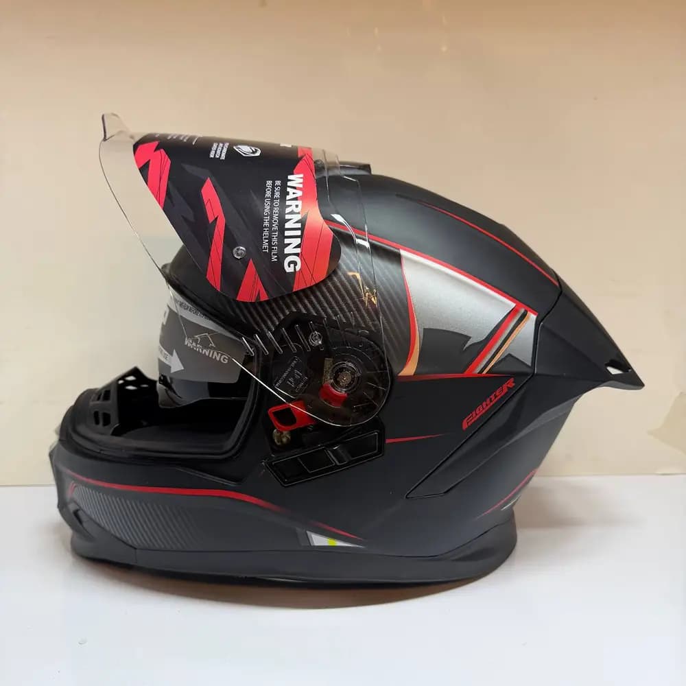 کلاه کاسکت فک ثابت استیل برد مشکی قرمز Steelbird SBH-57 — تصویر ۲