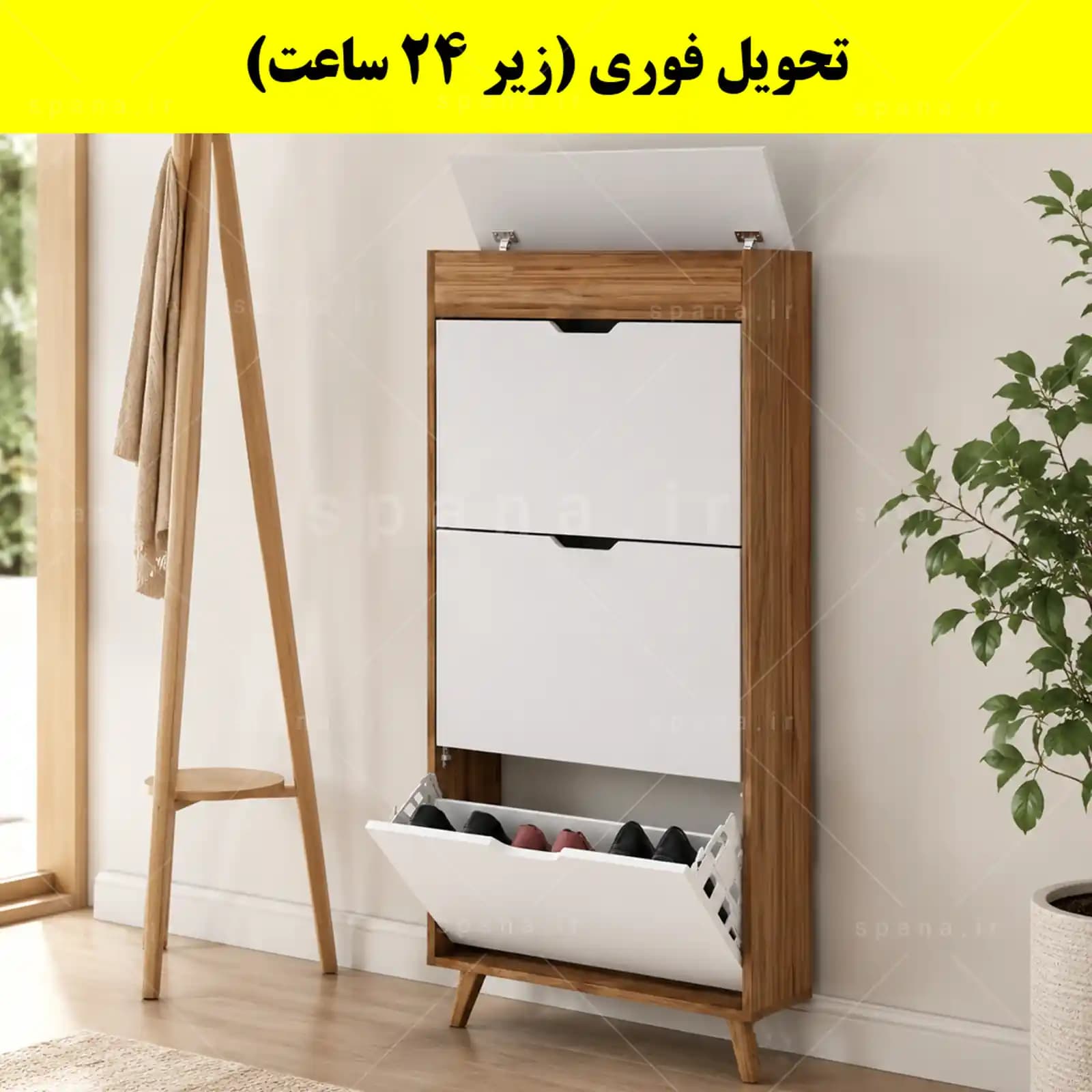 جاکفشی داشبوردی باریک باکس دار سه درب النا – طول 75 (تحویل فوری) — تصویر ۹