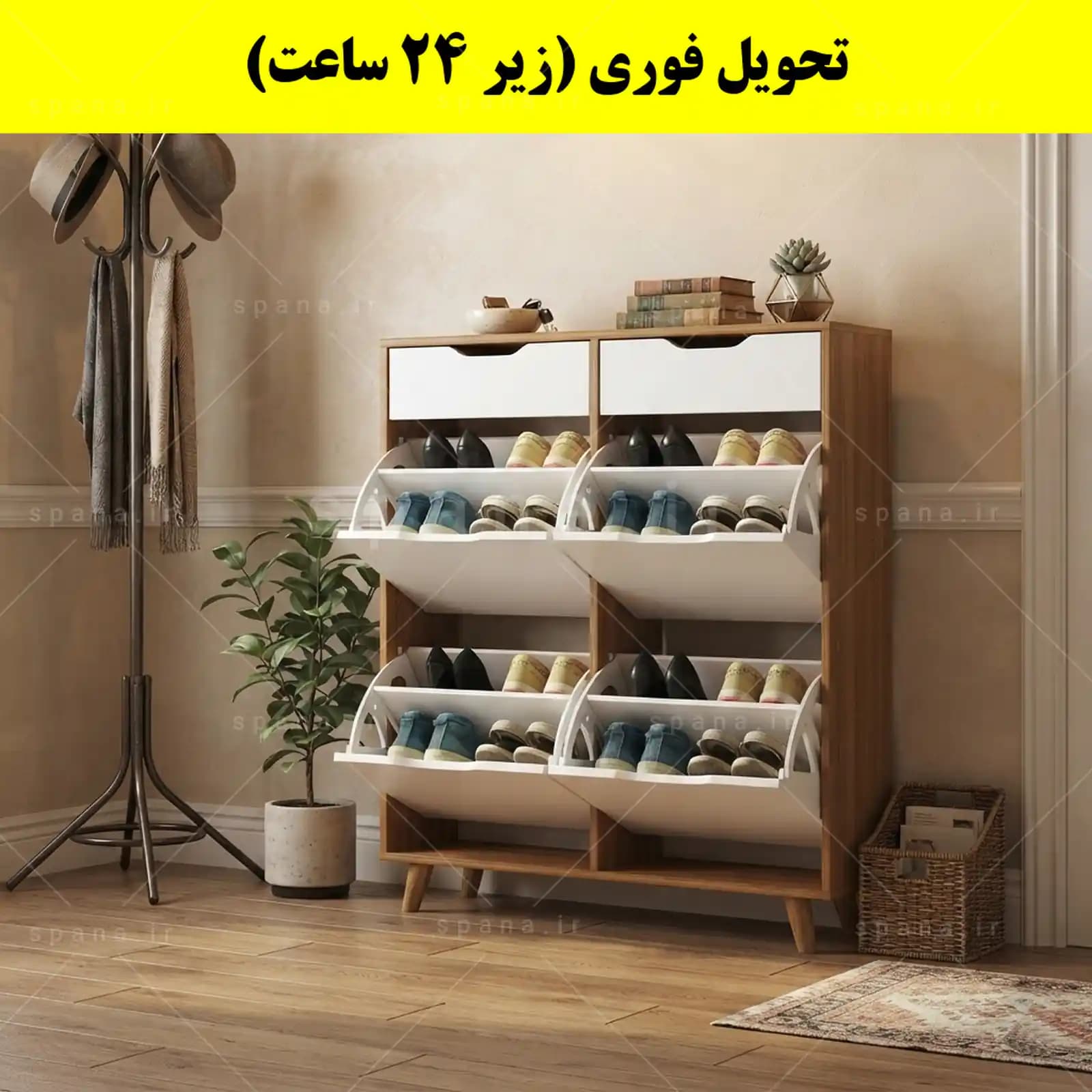 جاکفشی داشبوردی چهار درب کشودار النا – طول 100 (تحویل فوری) — تصویر ۹