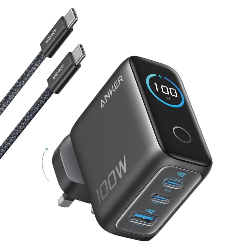 شارژر دیواری 100 وات سه پورت انکر مدل B121B به همراه کابل تبدیل USB-C — تصویر ۹