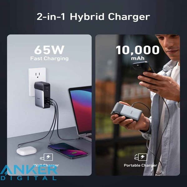 آداپتور شارژر انکر مدل POWERBANK GANPRIME733 — تصویر ۳