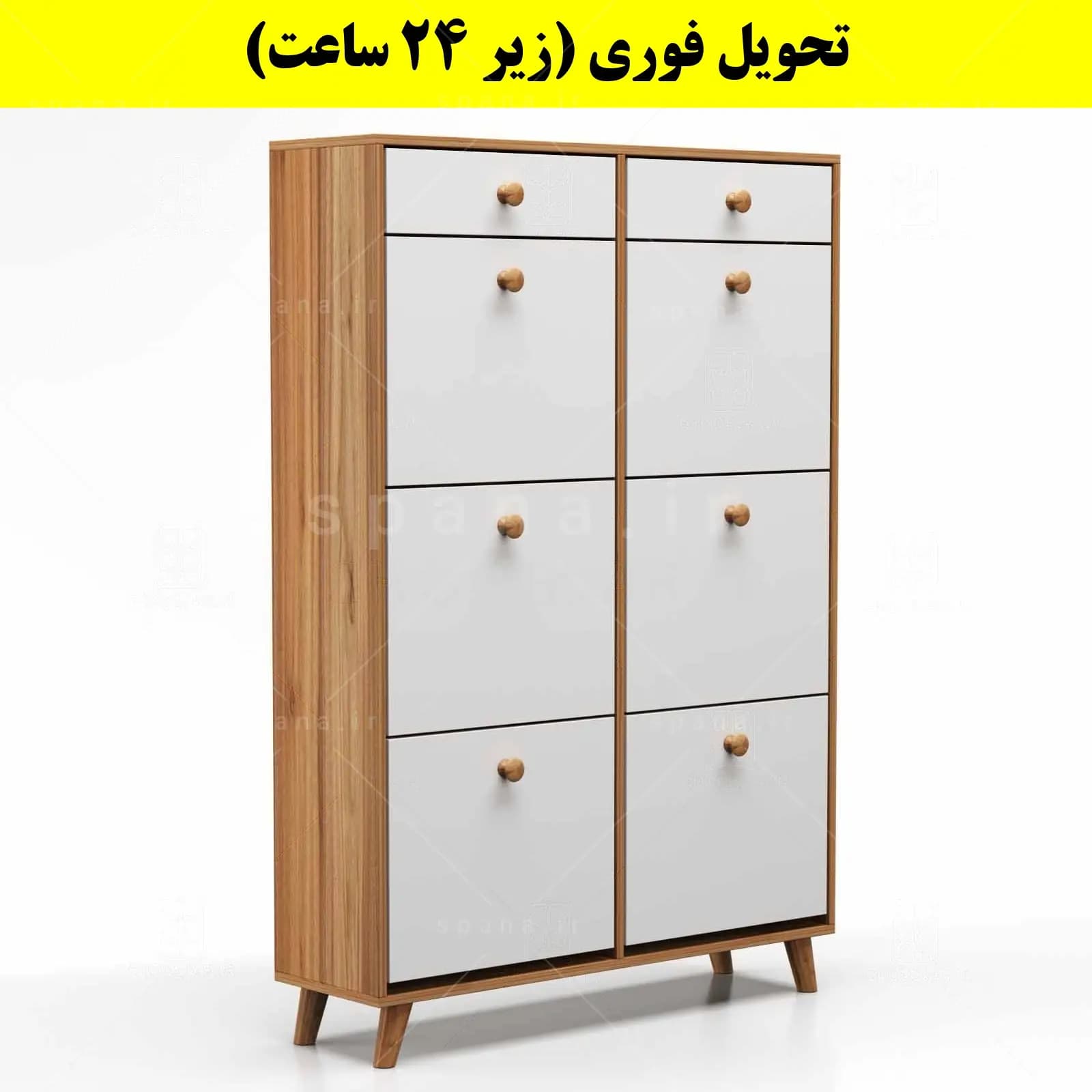جاکفشی داشبوردی شش درب کشودار دستگیره چوبی – طول 100 (تحویل فوری) — تصویر ۱۰