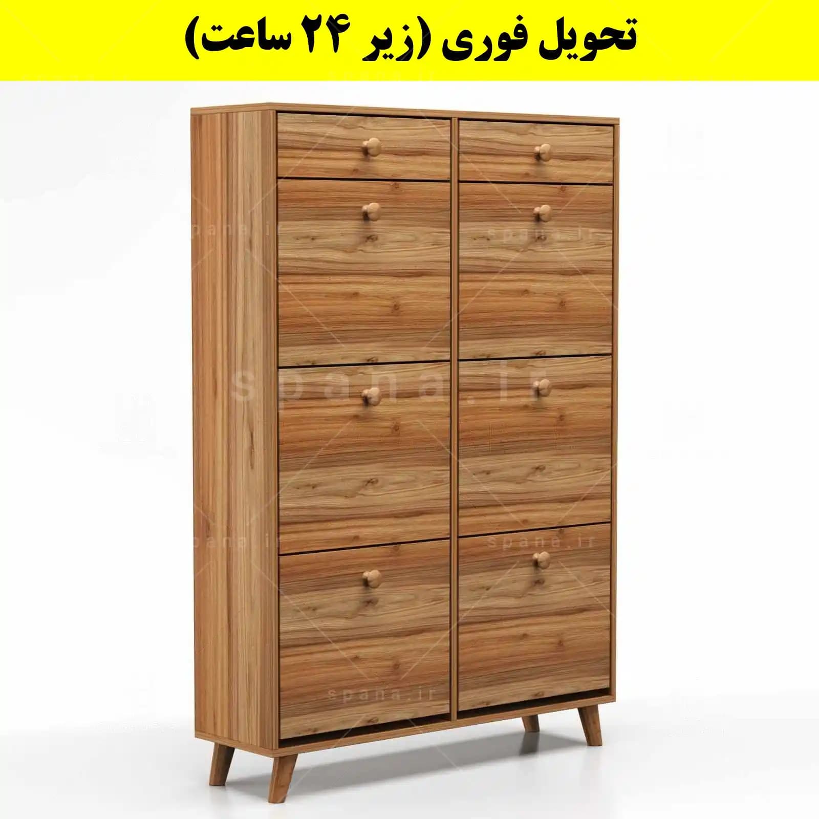 جاکفشی داشبوردی شش درب کشودار دستگیره چوبی – طول 100 (تحویل فوری) — تصویر ۱۲