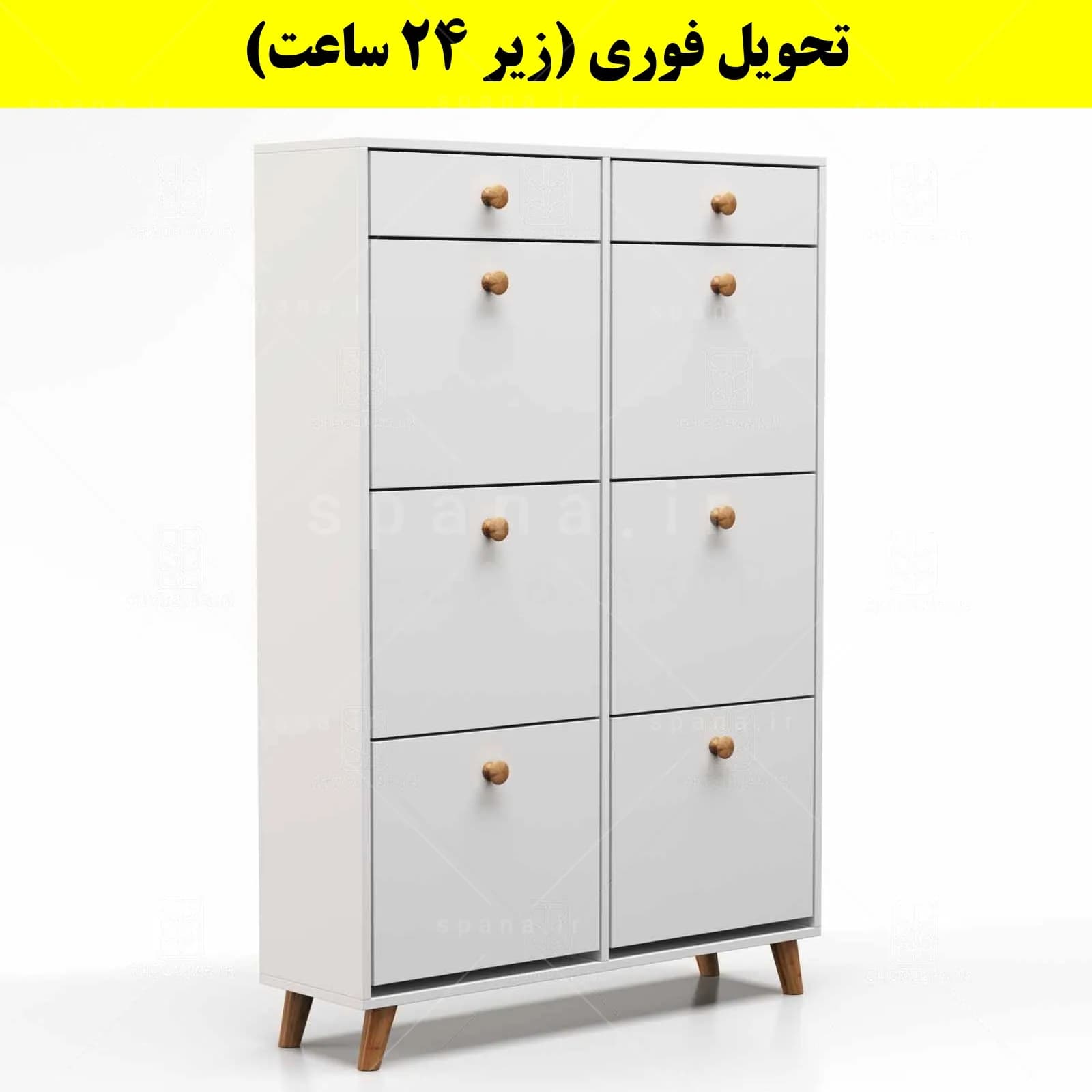 جاکفشی داشبوردی شش درب کشودار دستگیره چوبی – طول 100 (تحویل فوری) — تصویر ۴