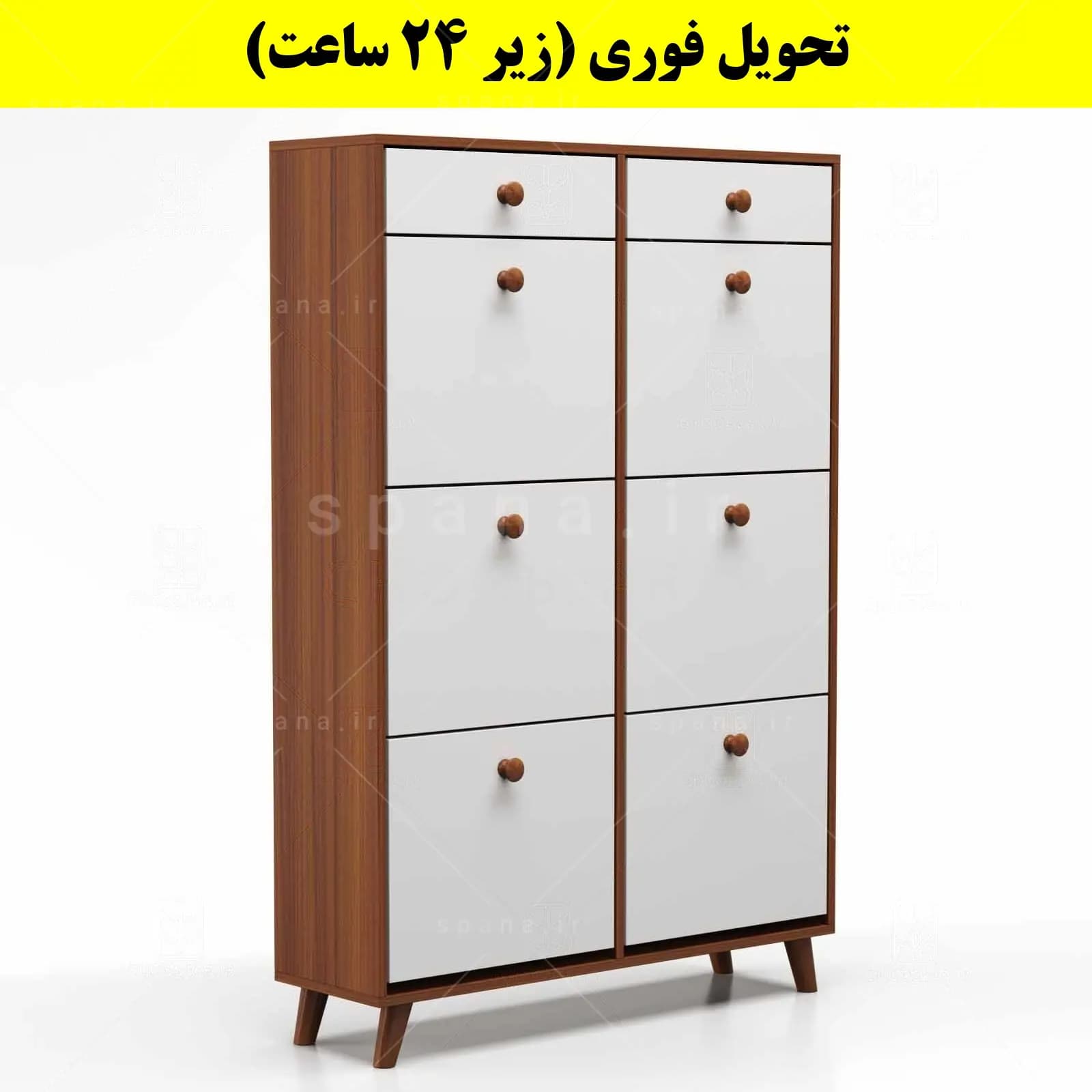 جاکفشی داشبوردی شش درب کشودار دستگیره چوبی – طول 100 (تحویل فوری) — تصویر ۷