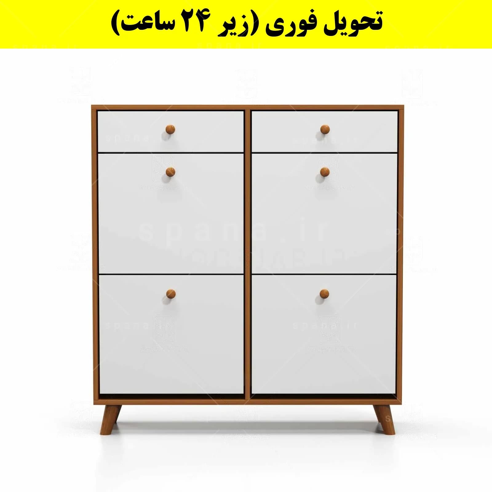 جاکفشی داشبوردی چهار درب کشودار دستگیره چوبی – طول 100 (تحویل فوری) — تصویر ۳