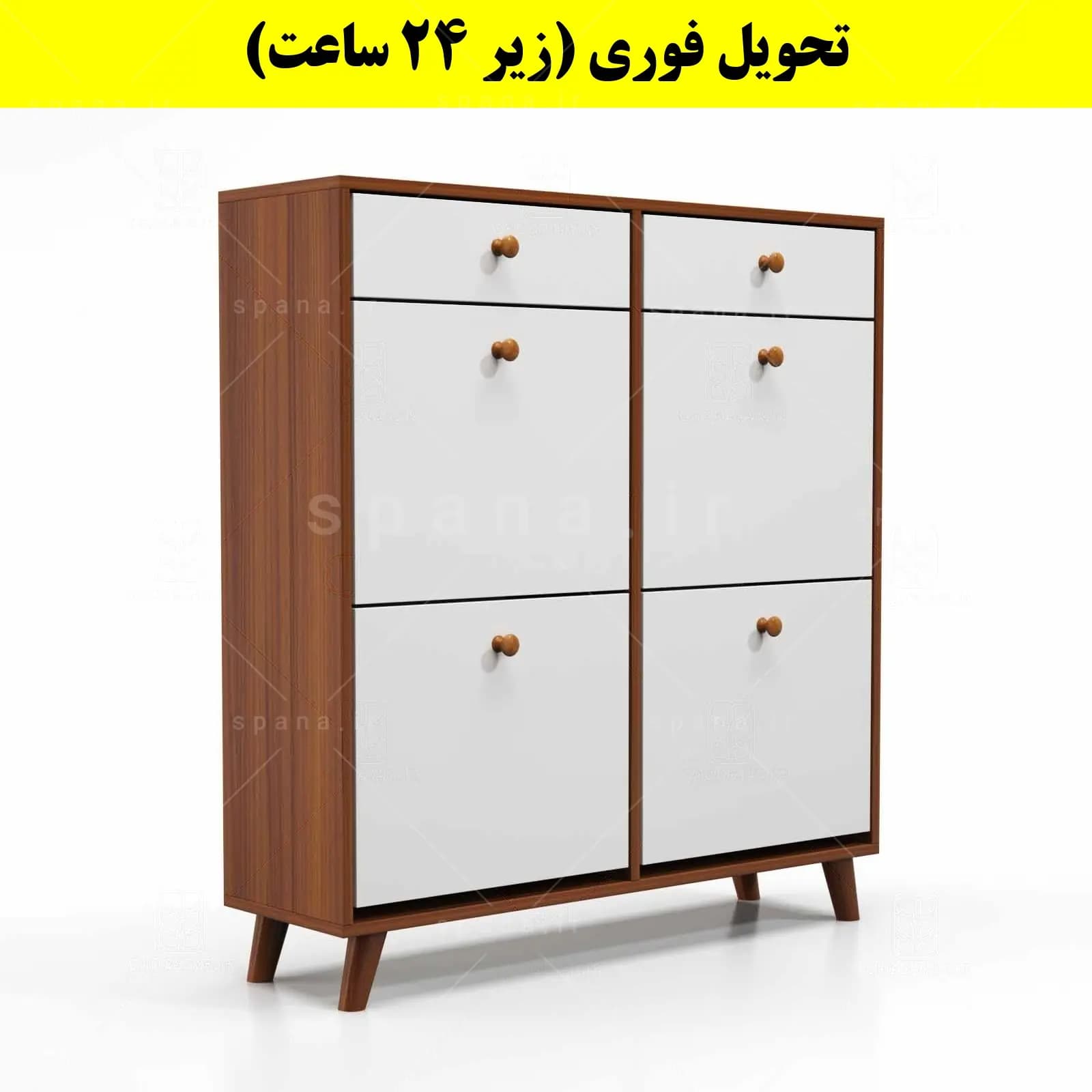 جاکفشی داشبوردی چهار درب کشودار دستگیره چوبی – طول 100 (تحویل فوری) — تصویر ۸