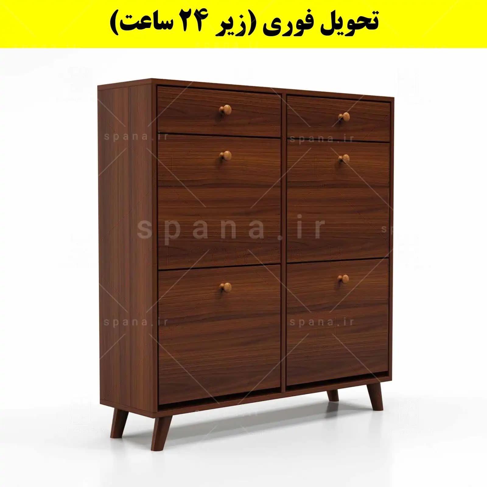 جاکفشی داشبوردی چهار درب کشودار دستگیره چوبی – طول 100 (تحویل فوری) — تصویر ۶