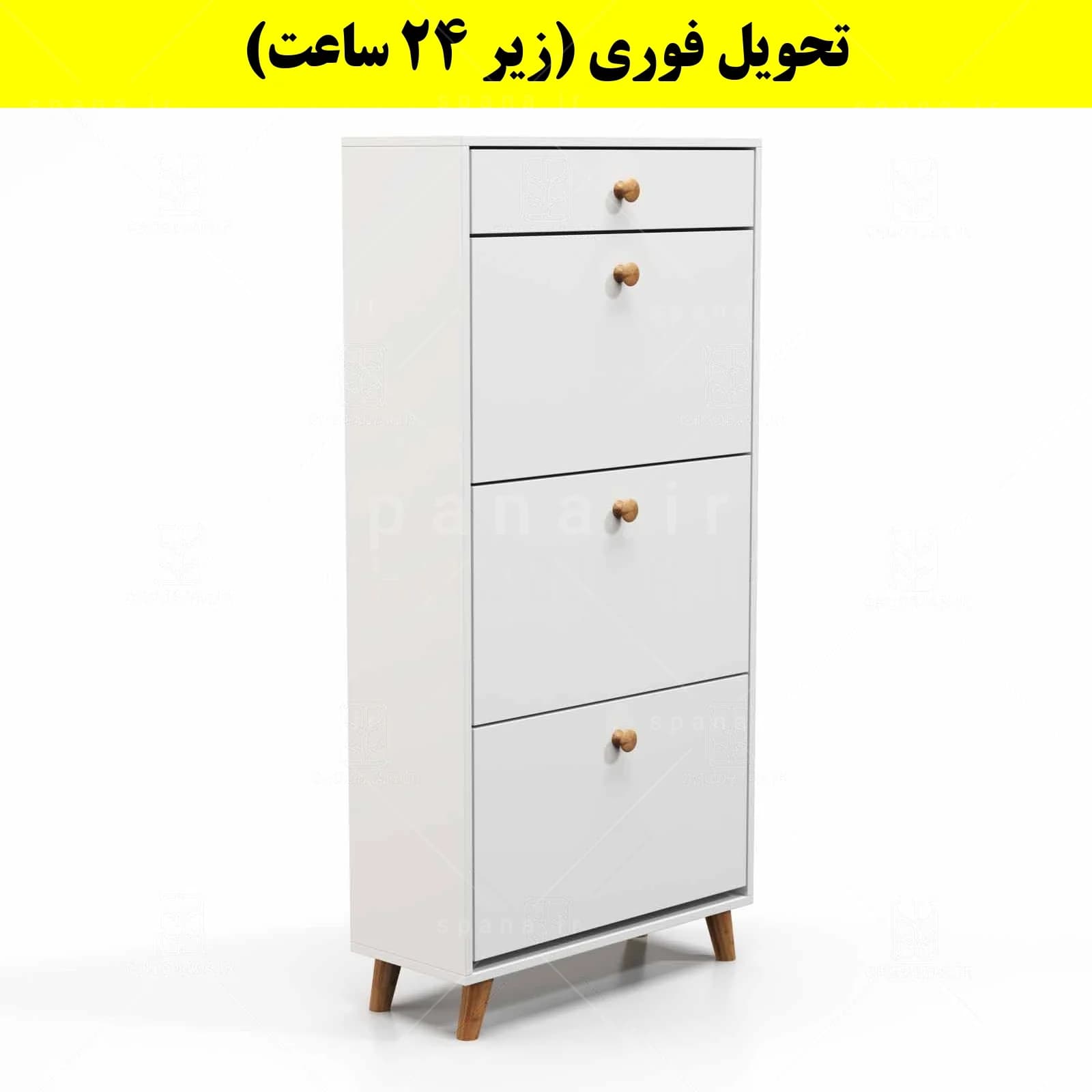 جاکفشی داشبوردی سه درب کشودار دستگیره چوبی – طول 70 (تحویل فوری) — تصویر ۱۱