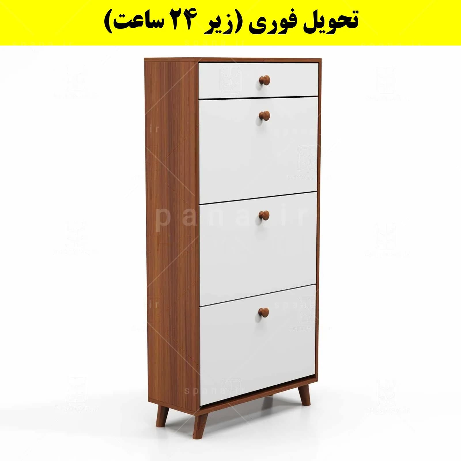 جاکفشی داشبوردی سه درب کشودار دستگیره چوبی – طول 70 (تحویل فوری) — تصویر ۶