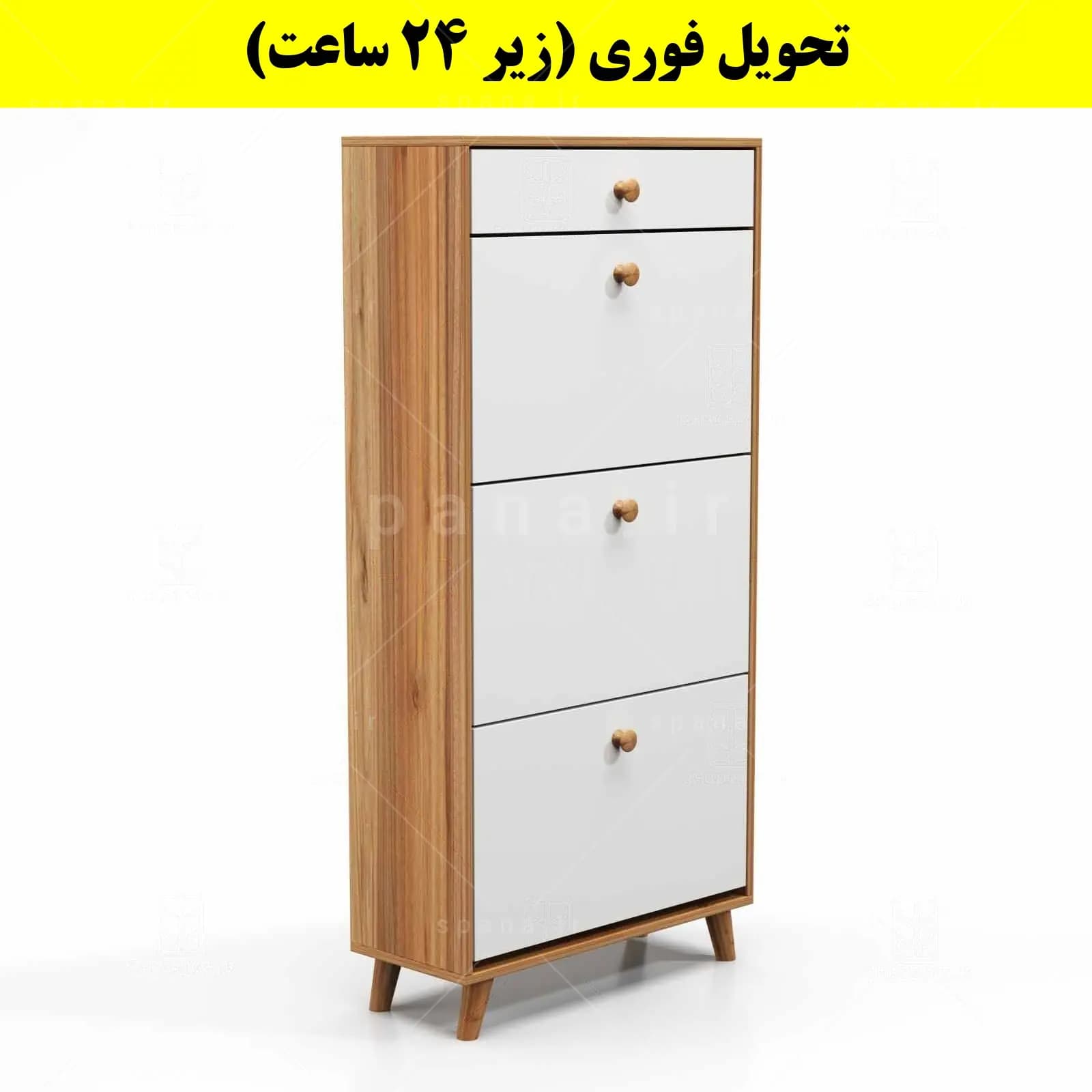 جاکفشی داشبوردی سه درب کشودار دستگیره چوبی – طول 70 (تحویل فوری) — تصویر ۸
